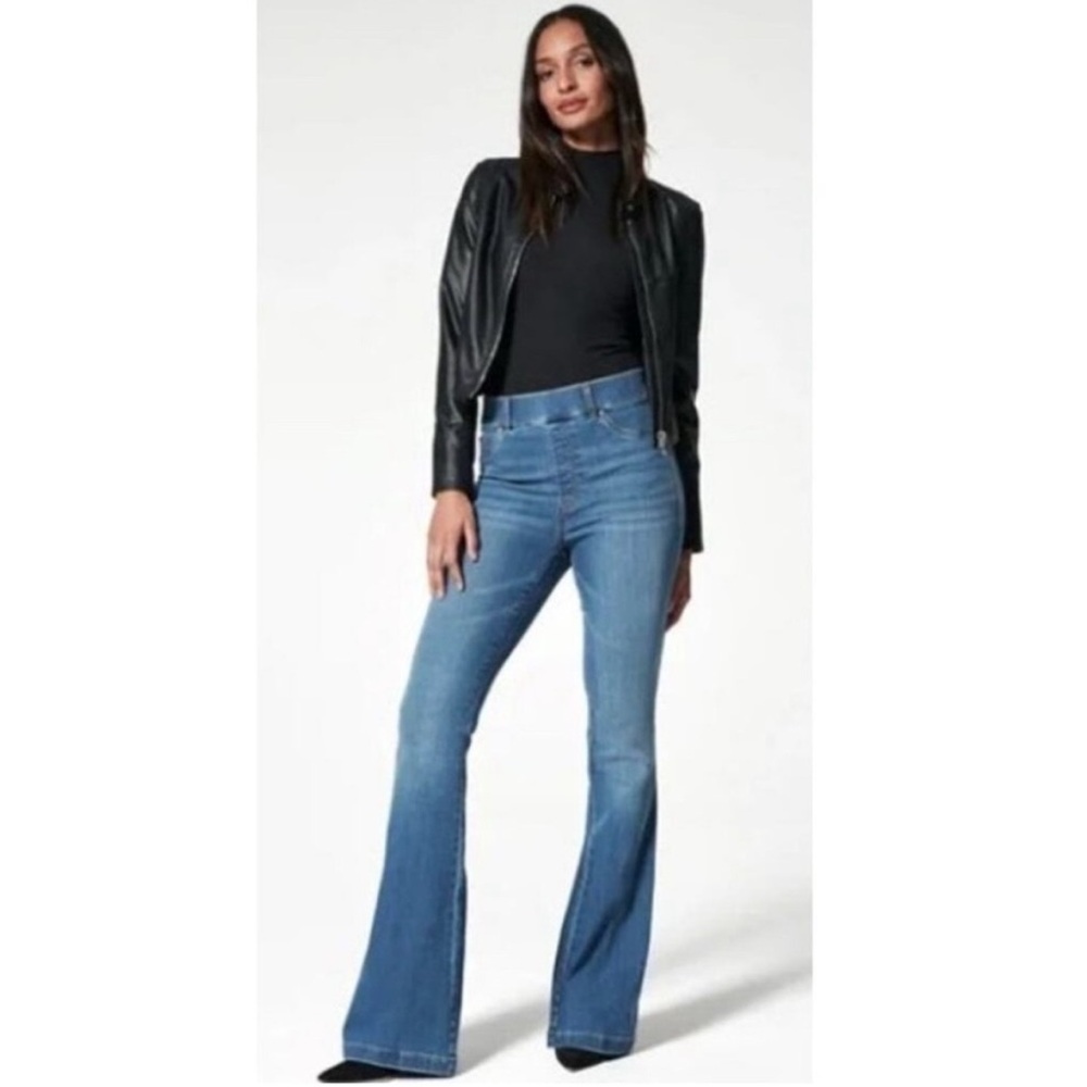 SPANX Pull On Flare Leg Denim Jeans Compression Casual Size XS